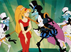 THUMBELINA, from left, Thumbelina, voiced by Jodi Benson, Berkeley Beetle, voiced by Gilbert Gottfried, 1994, ©Warner Bros.